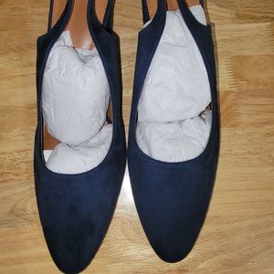 Reoplty Womens Slingback Pumps Shoes Chunky Block Low Heel Sandals Pointy Closed